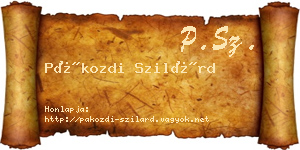 Pákozdi Szilárd névjegykártya